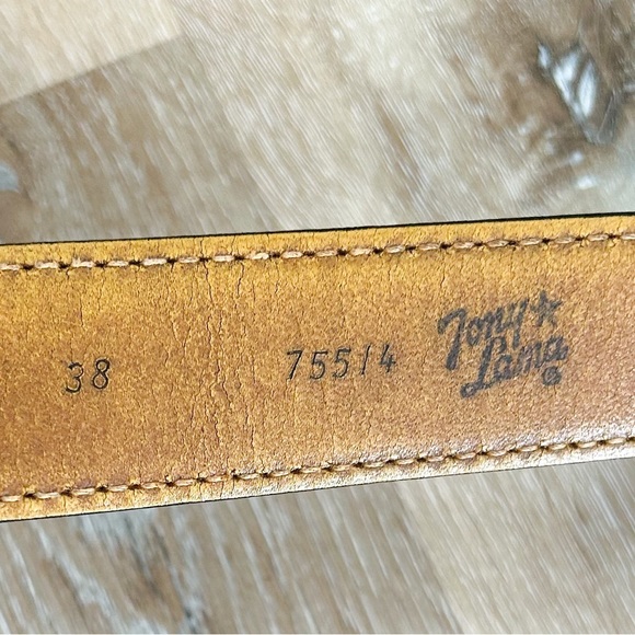 Vtg Tony Lama Dark Chocolate Brown Bull-hide Leather Western Belt Size 38 - Picture 8 of 9